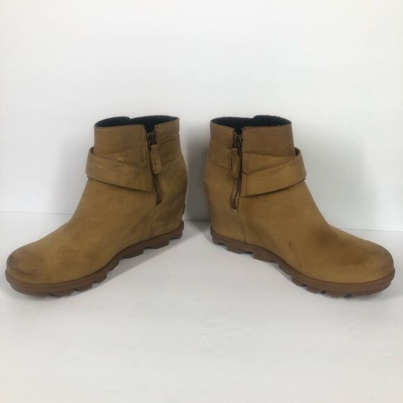 Sorel Joan Of Arctic II Elk Wedge Buckle Boot Booties Waterproof Leather 9.5 - Picture 3 of 11